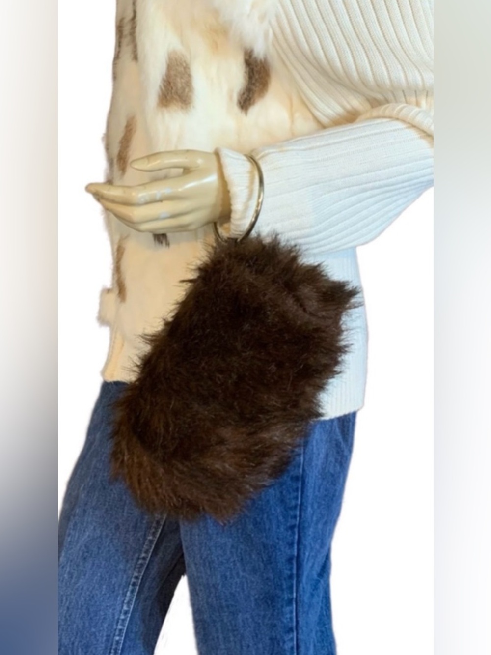 ALDO BROWN FAUX FUR CLUTCH/WRISTLET BAG